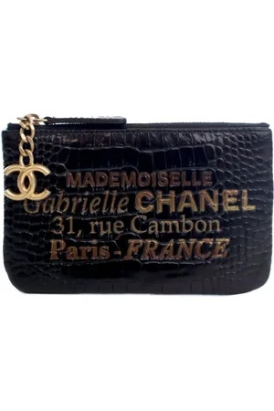 CHANEL 2019 Croc Embossed Calfskin Mademoiselle Gabrielle Signature pouch