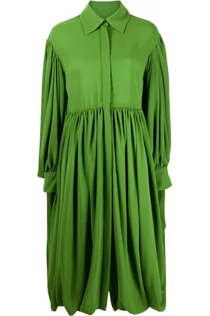 VALENTINO GARAVANI Gathered hem pleated shirt dress
