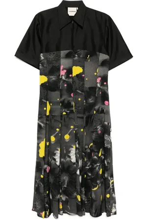 LOVEBIRDS Blocking fit & flared midi dress