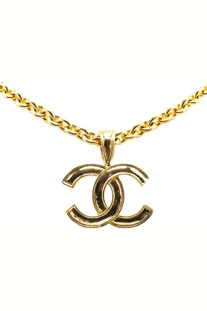 CHANEL 1994 Plated CC Pendant Necklace costume necklace
