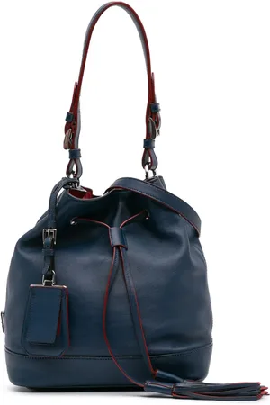 Prada 2000-2024 Soft Calf Tassel Convertible Drawstring Bucket Bag satchel