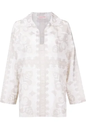 VALENTINO GARAVANI Geometric-print silk-cotton shirt
