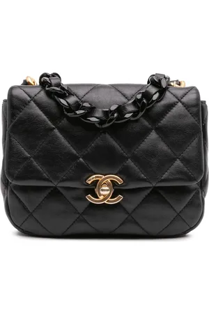 CHANEL 2021-2024 Mini Quilted Lambskin Lacquered Chain Flap crossbody bag