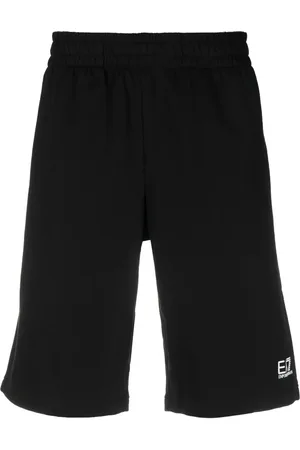 EA7 Logo-print cotton shorts