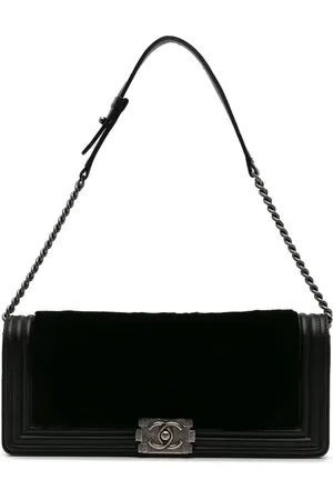 CHANEL 2013-2014 Shearling East West Boy Flap shoulder bag