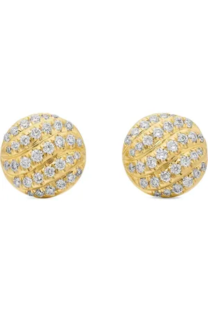 David Yurman 18kt yellow Cable Collectibles diamond stud earrings (8mm)