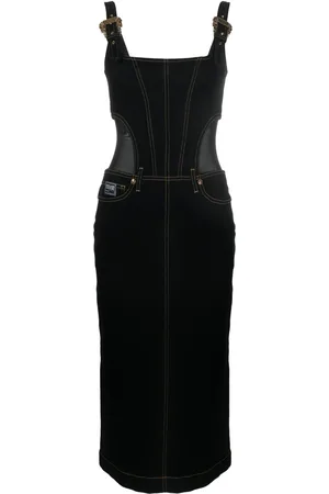 VERSACE Contrast-stitching denim dress