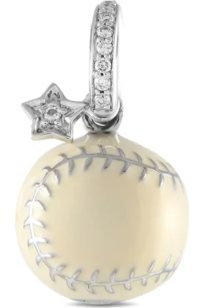 Aaron Basha 18K white gold Softball diamond charm