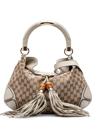 Gucci 2000-2015 Medium GG Canvas Bamboo Indy Hobo satchel
