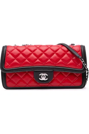 CHANEL 2012-2013 Medium Bicolor Quilted Lambskin Graphic Flap crossbody bag