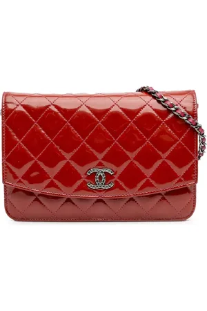 CHANEL 2014-2015 Quilted Patent Brilliant Wallet On Chain crossbody bag