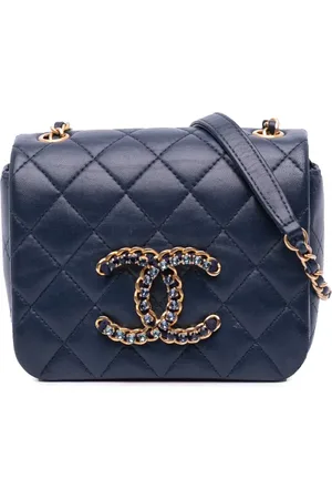 CHANEL 2021-2025 Mini Lambskin CC Crystal Full flap crossbody bag