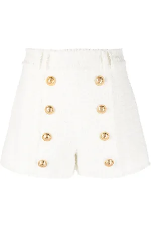 Balmain Button-embellished tweed shorts