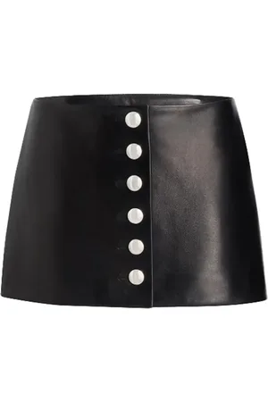Khaite Button-detail leather mini skirt