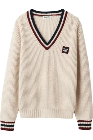 Miu Miu Stripe-trim cashmere jumper