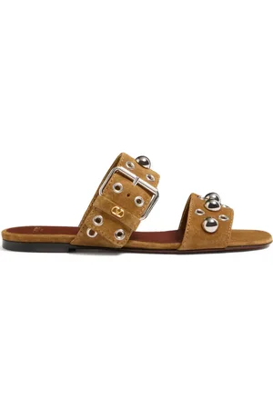 VALENTINO GARAVANI NELLCÔTE CRUST LEATHER SLIDE SANDAL