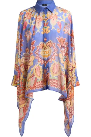 Etro Floral-print poncho shirt