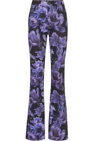 Philipp Plein Floral-print high-rise bootcut jeans