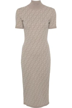 Fendi FF-jacquard midi dress