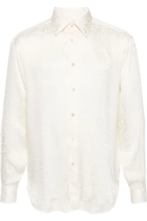 Tom Ford Leopard-jacquard silk shirt