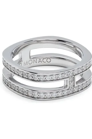 APM Monaco Double-line pavé embellished ring