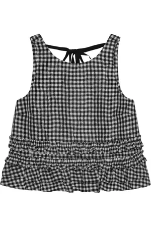 Ganni Check-print ruffled top