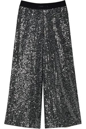 Twin-Set Sequin-embellished palazzo trousers