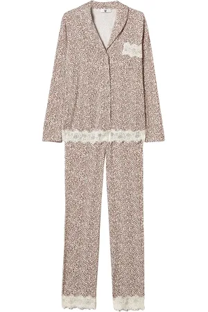 Twin-Set Printed lace-trim pajamas