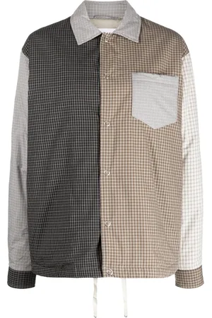 Tanaka Plaid-check colour-block cotton shirt