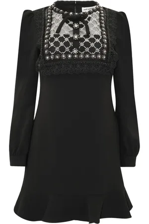 Self-Portrait Crystal-embellished long-sleeve minidress