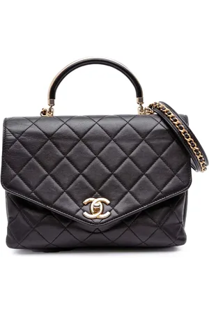 CHANEL 2019 Quilted Calfskin Gold Top Handle Flap satchel
