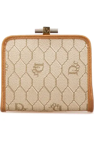 Dior 20th Century Honeycomb Canvas Kisslock coin pouch