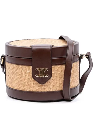 Céline 2020 Medium Raffia and Calfskin Triomphe Tambour vanity bag