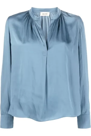 Zadig & Voltaire Tink band-collar satin-finish blouse