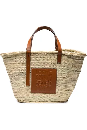 Loewe Large logo raffia basket bag