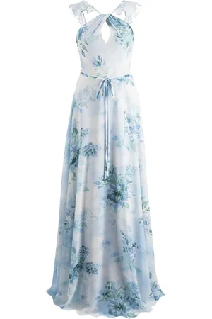 Marchesa Notte Floral-print cut-out gown