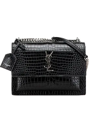 Saint Laurent 2013-2024 Medium Croc Embossed Leather Sunset crossbody bag