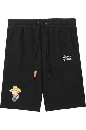 Musium Div. Van Gogh-appliqué cotton track shorts