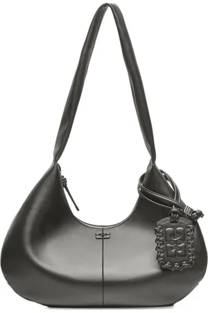 Ganni Logo-tag leather shoulder bag