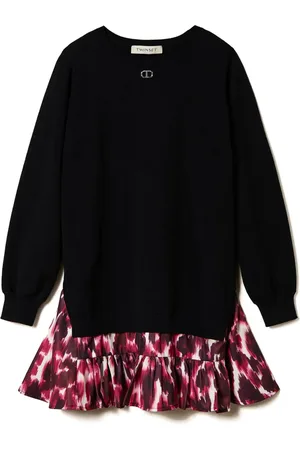 Twin-Set Logo-plaque knitted layered dress
