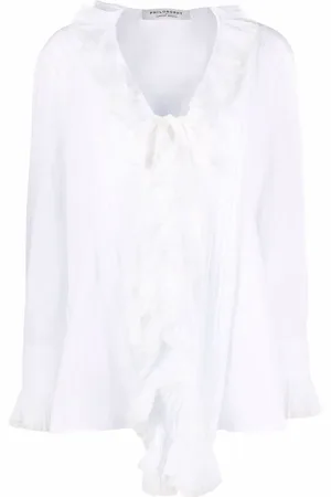 Serafini Ruffled-long sleeve cotton shirt