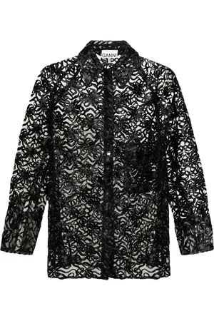 Ganni Perforated-detailing button-down shirt