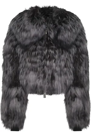 BLUMARINE Long-collar zipped shearling jacket