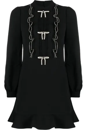 Self-Portrait Crystal-embellished peplum minidress
