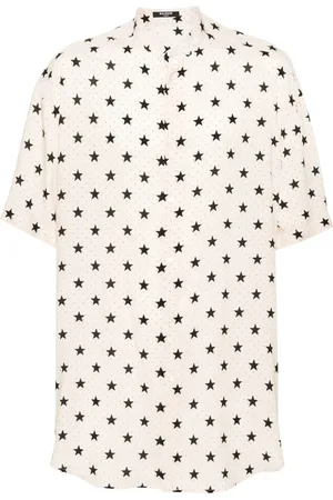 Balmain Star-print collarless shirt