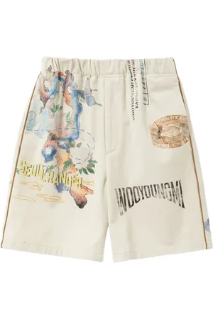 WOOYOUNGMI Graphic-print cotton shorts