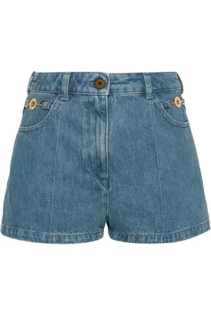 Patou Logo-embroidered denim mini shorts