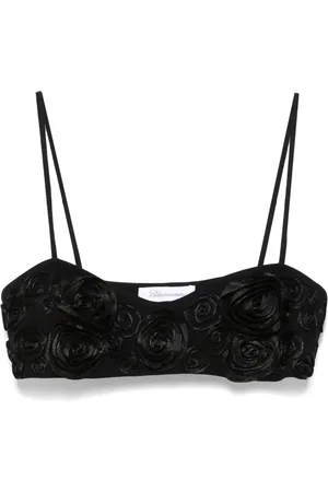 BLUMARINE Floral-appliqué cropped top