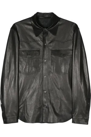 SALVATORE SANTORO Logo-plaque leather jacket