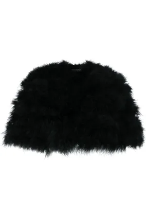 Twin-Set Turkey-feathers cropped cape jacket